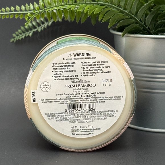 BBW Fresh Bamboo White Barn Bath & Body Works 3 Wick Candle - Picture 9 of 10